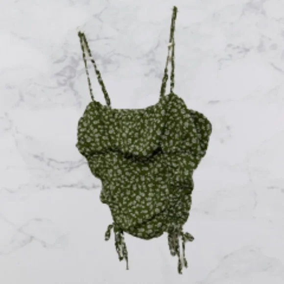 Green ROMWE Drawstring crop top - Picture 1 of 2